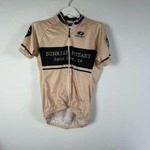 Volea Women's Zip Up Short Sleeve Cycling Activewear T-Shirt Cream/Black Medium